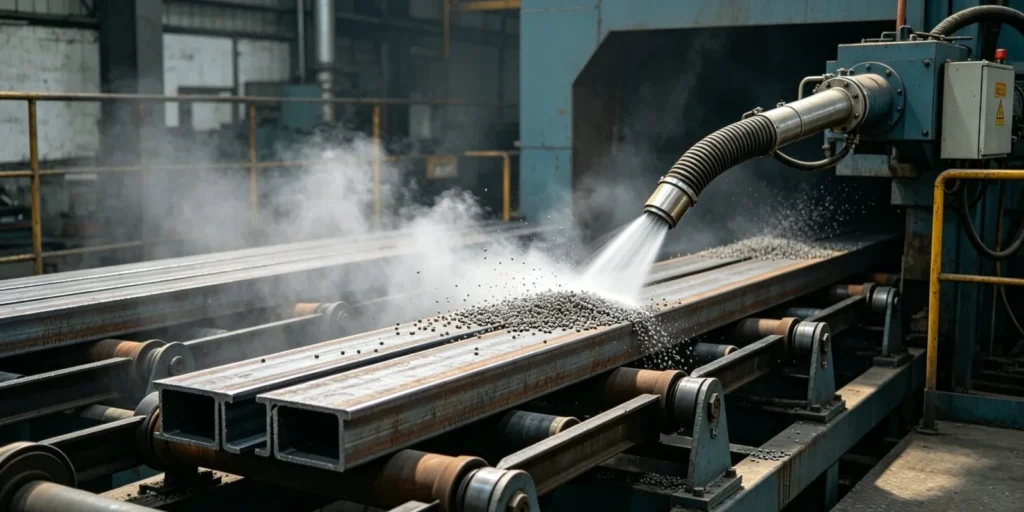 automatic-steel-structure-sandblasting-production-line