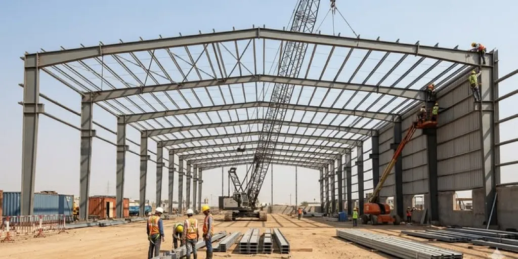 bingfa-steel-industrial-warehouse-wall-panel-installation-site