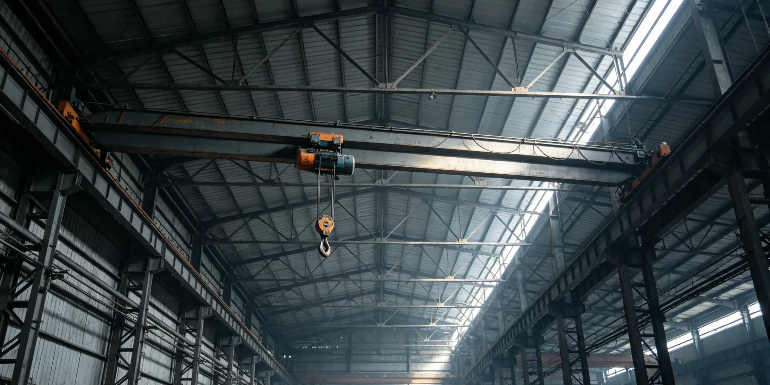 Representative overhead crane inside a steel building