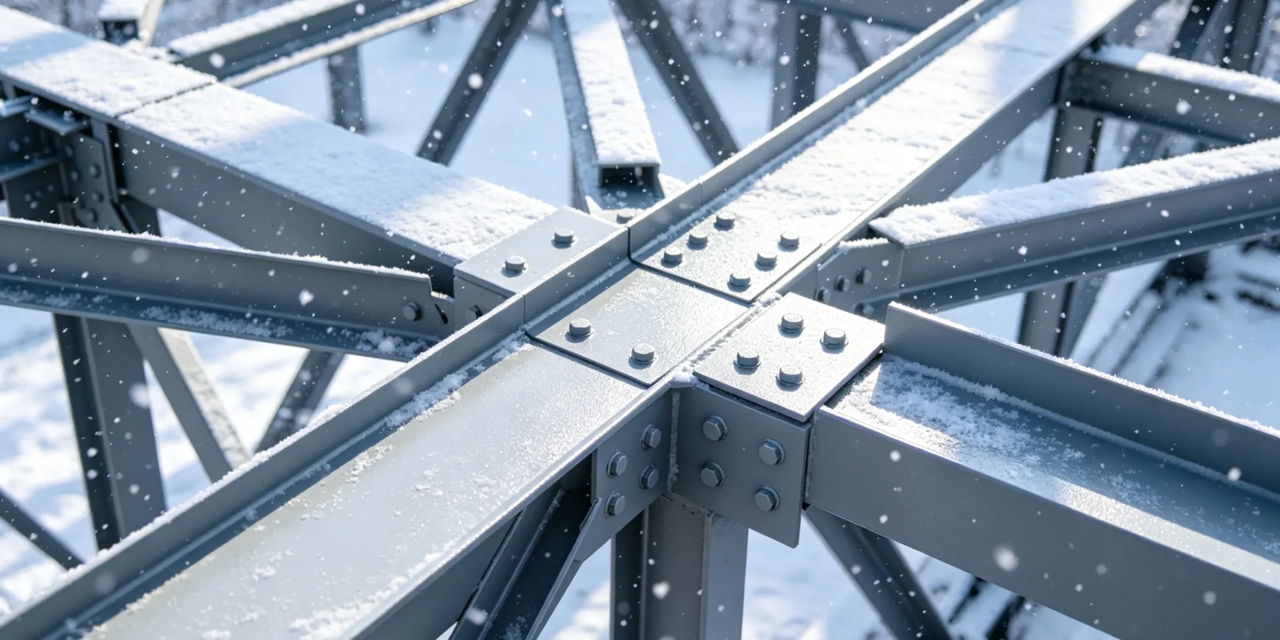 Painted steel structure exposed to a cold, snowy environment