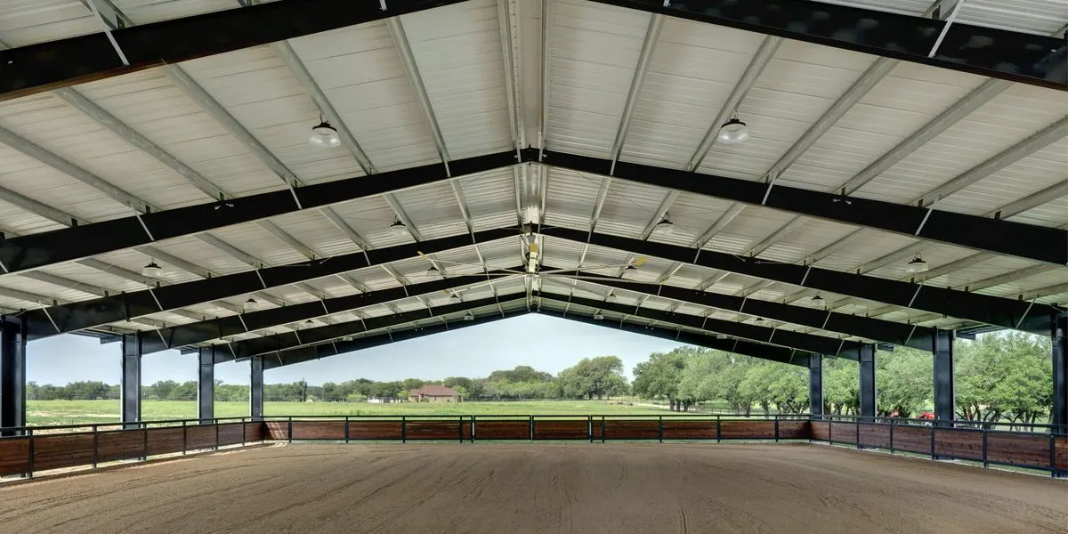 large-span-steel-horse-riding-arena-interior-exit-view
