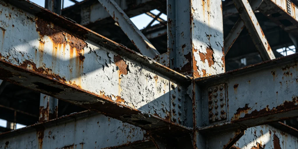 rusted-steel-beam-joint-with-failed-paint-adhesion