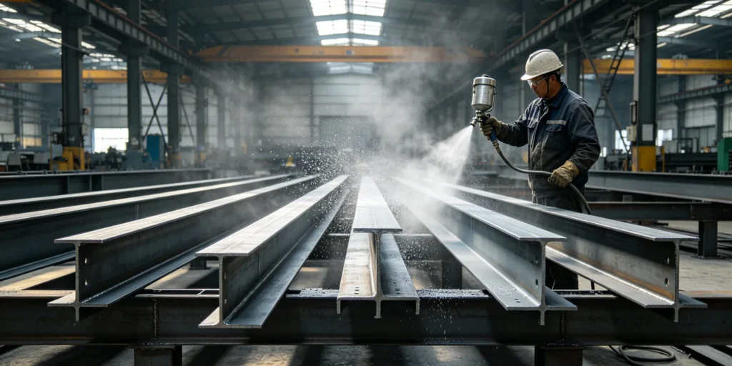 steel-structure-h-beam-primer-spraying-factory