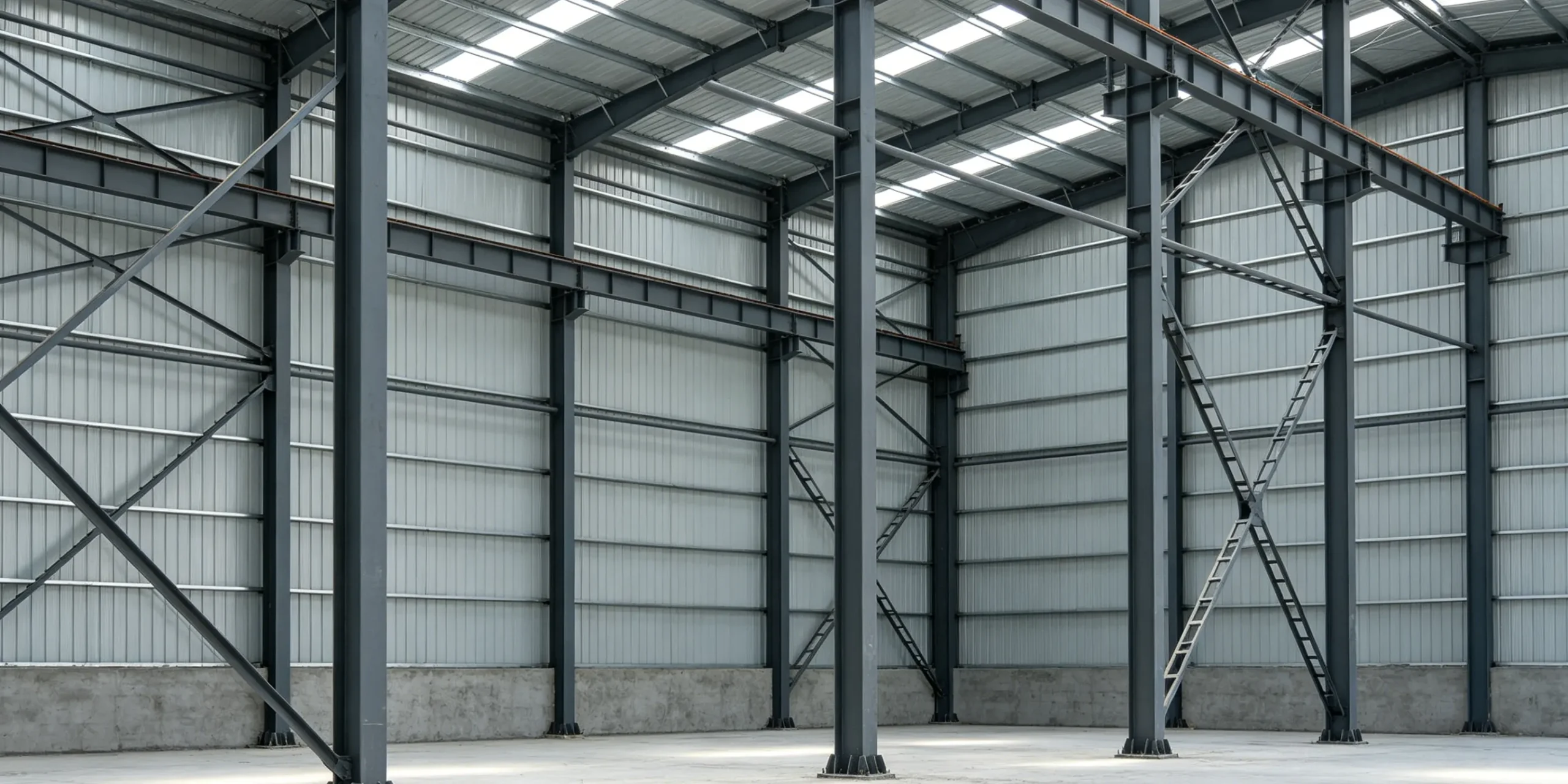 Representative steel building frame and bracing arrangement