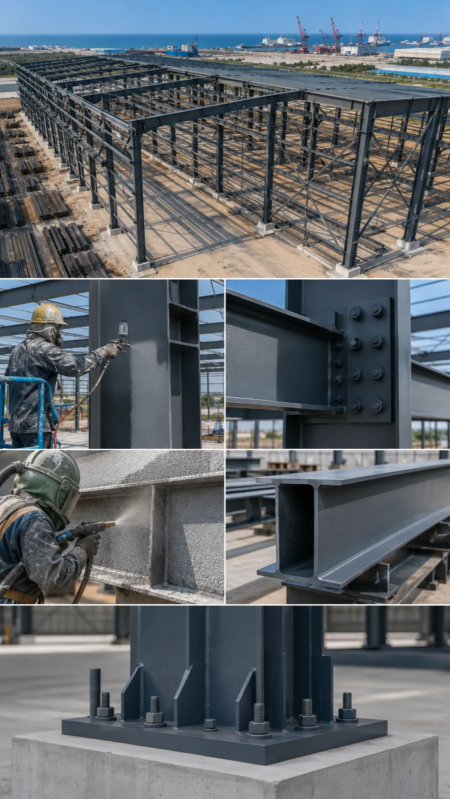 Coastal steel warehouse anti-corrosion coating and structural connection details