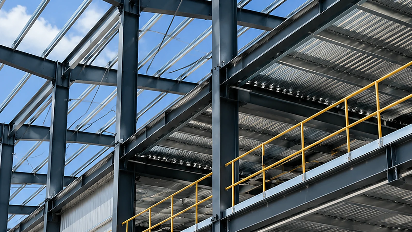 steel mezzanine beams and supporting columns