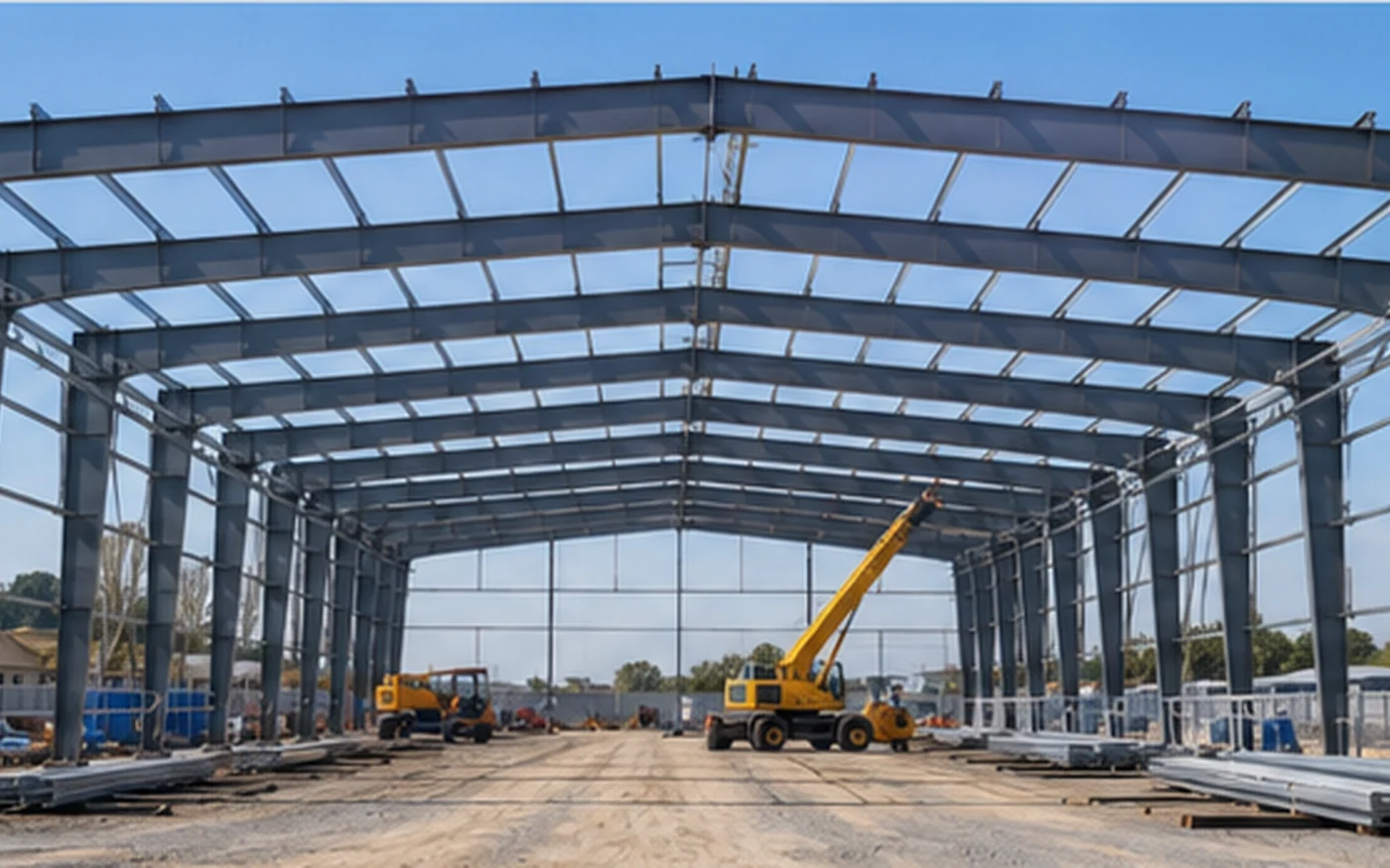 clear span steel warehouse structural frame