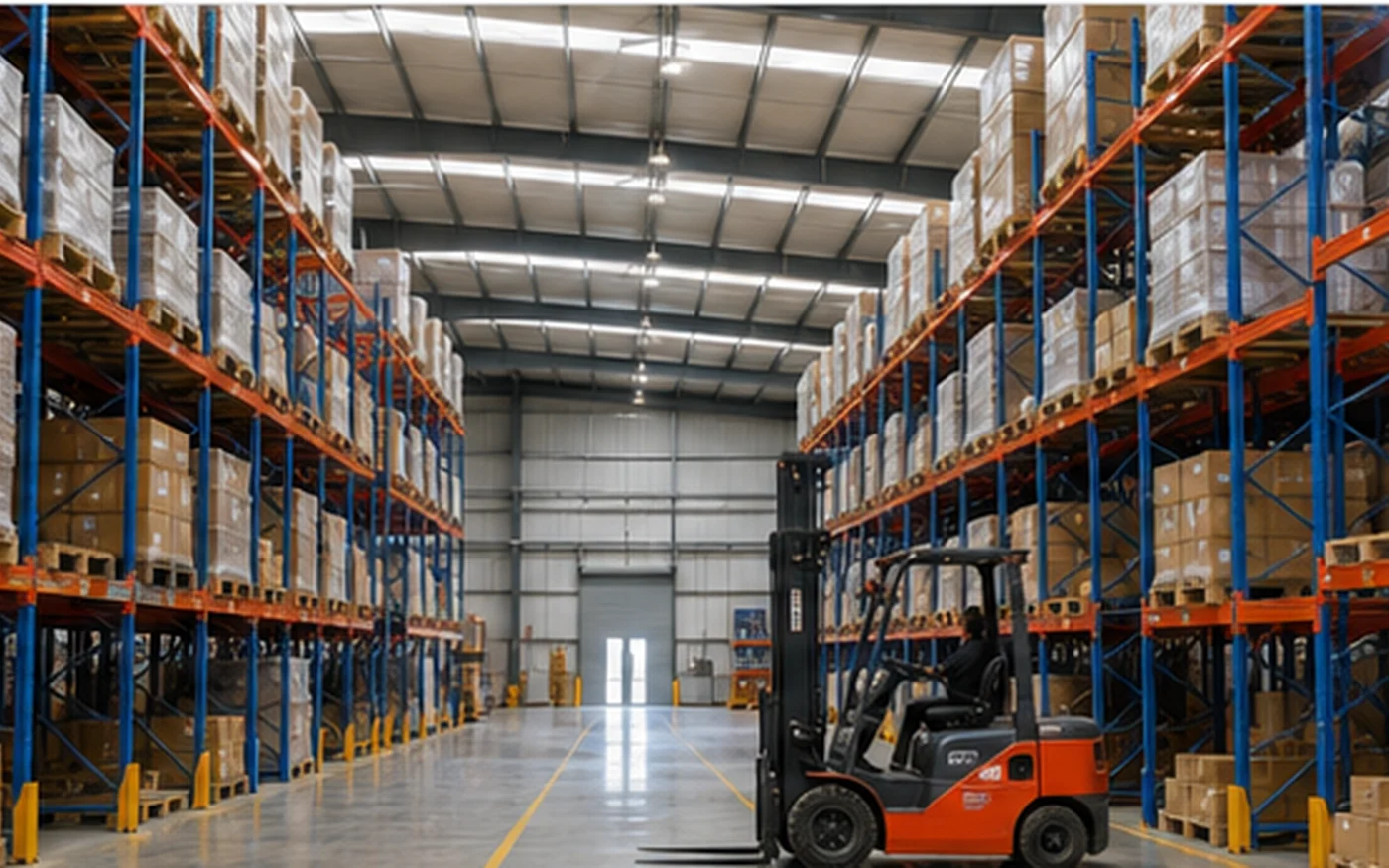 clear span warehouse racking and forklift layout