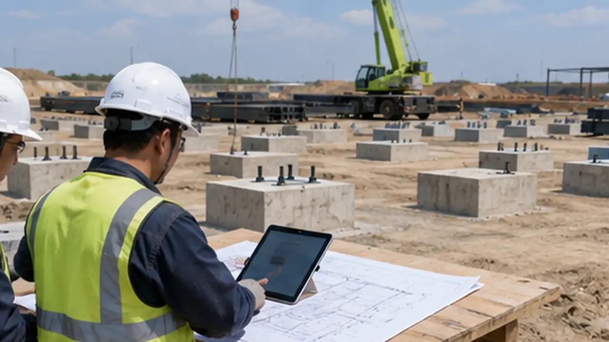 foundation drawing and column grid review before steel building erection