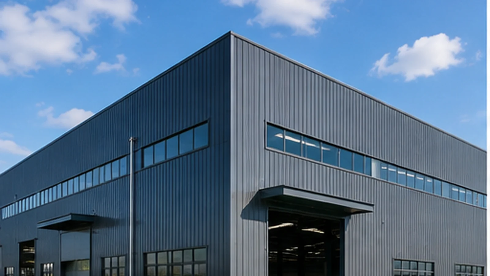 Industrial steel warehouse exterior