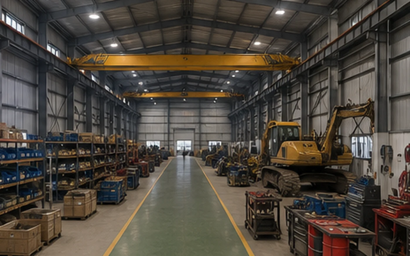 Mining support building with coordinated maintenance and storage zones
