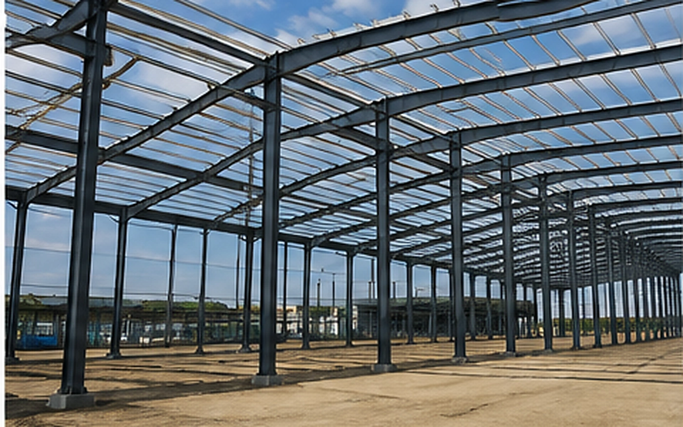Primary and secondary steel framing in a pre-engineered industrial building