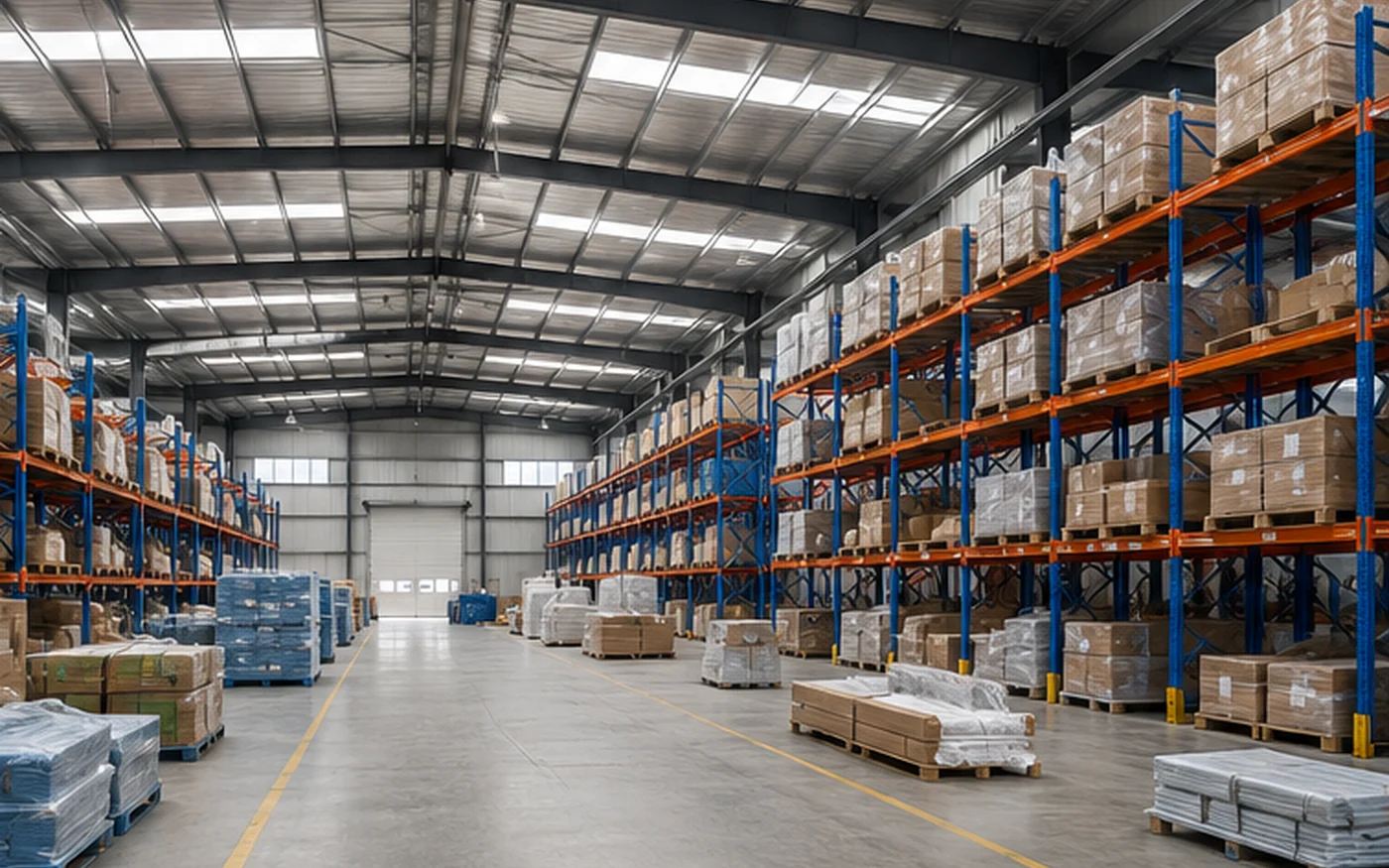 representative prefab steel warehouse interior storage layout