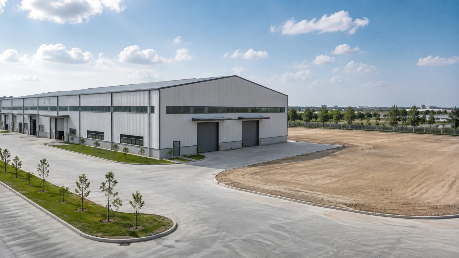Steel building planned with reserved space for future expansion