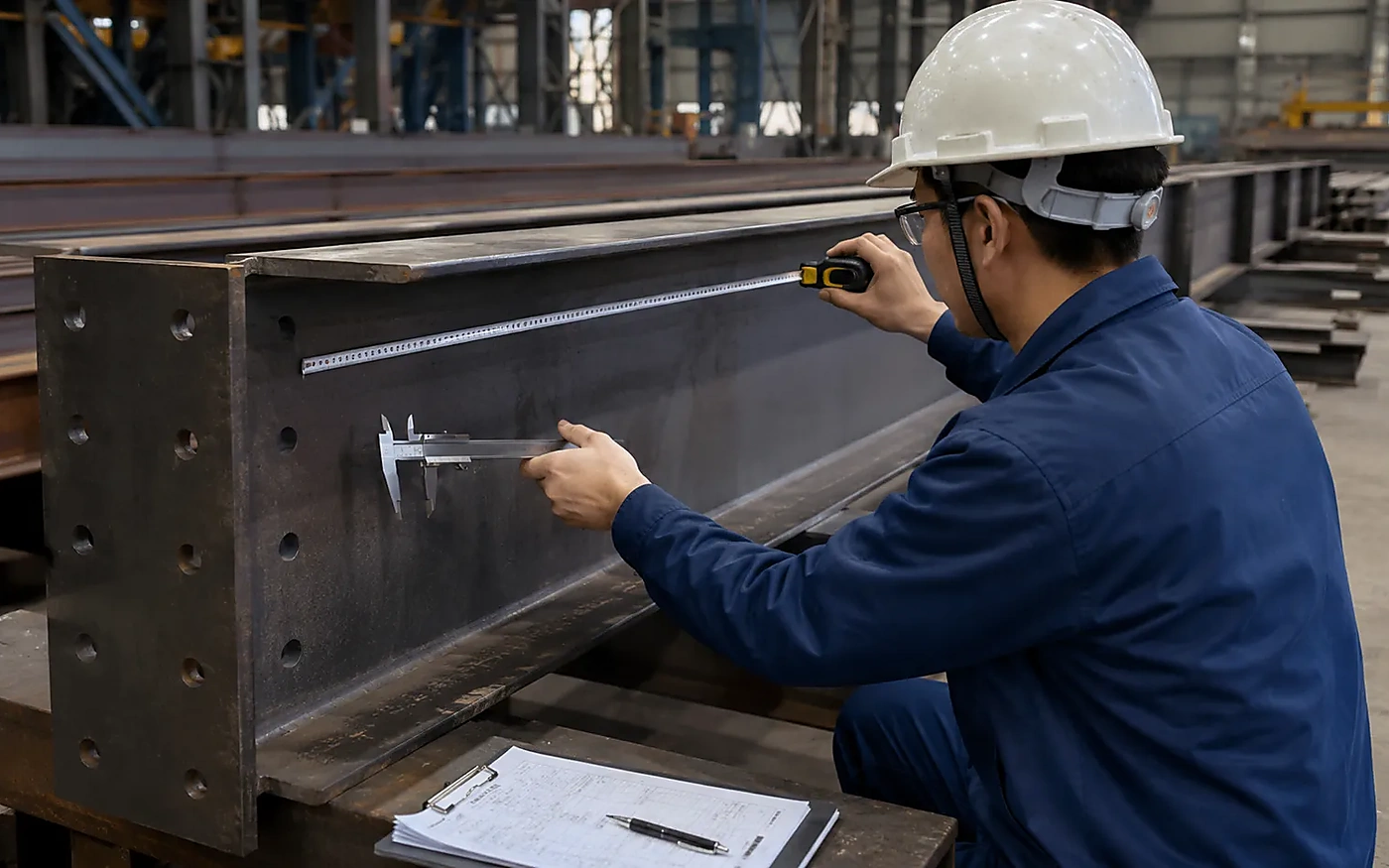 Steel structure dimension and hole position inspection