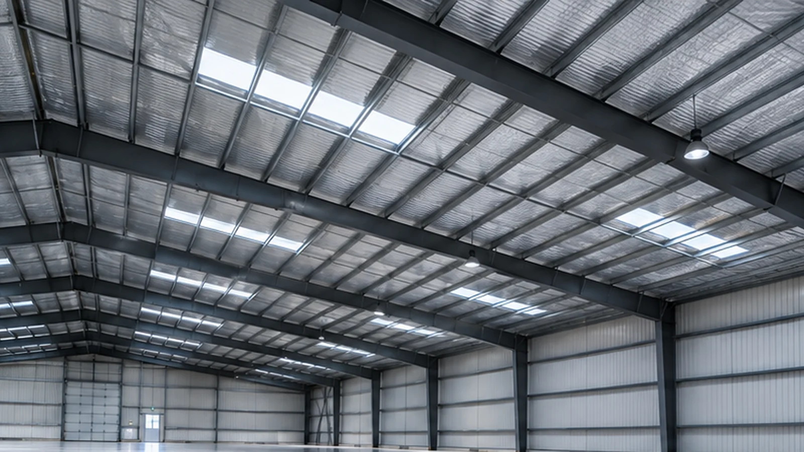 steel warehouse interior roof and insulation