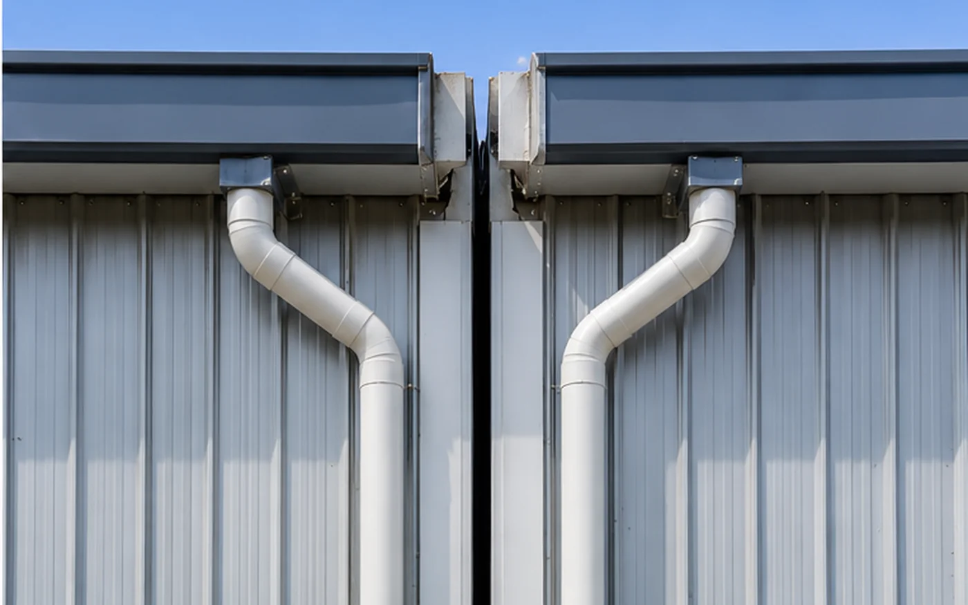 steel warehouse movement joint with cladding and drainage