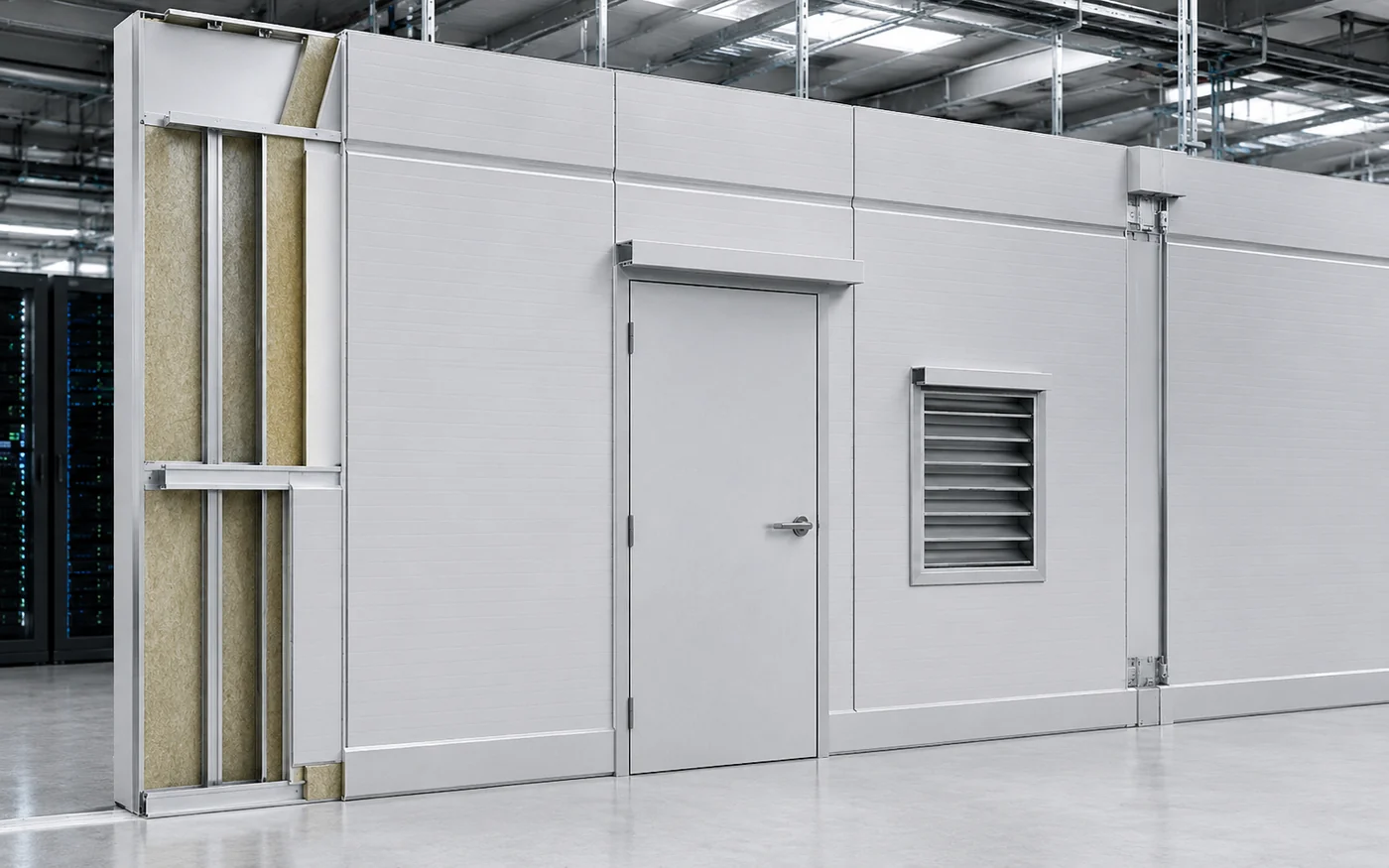 Data center sandwich wall panel joints door and louver opening coordination