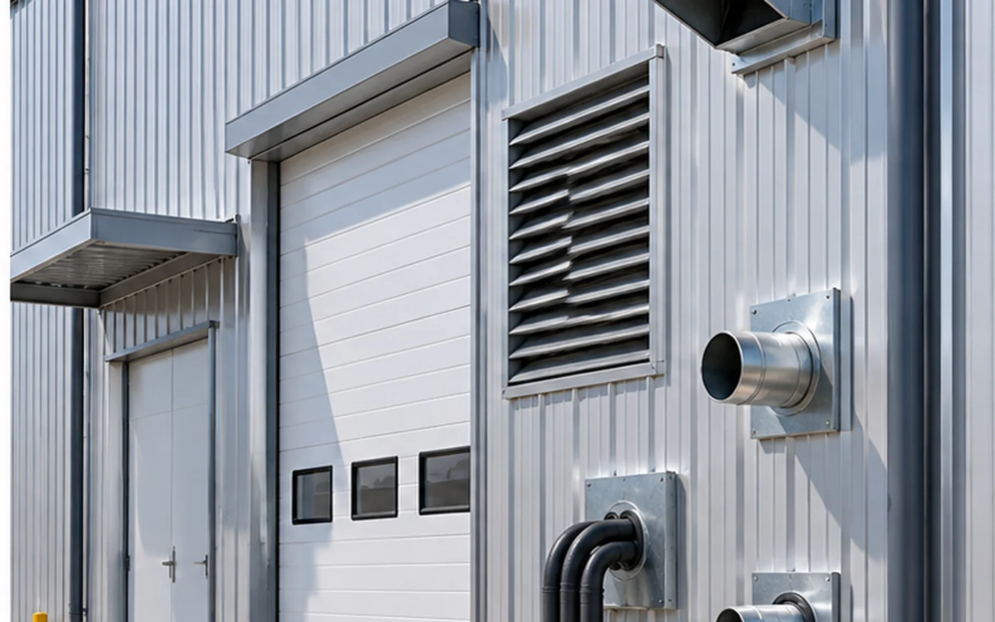 Steel building insulation openings louvers ducts pipes and service penetration interfaces